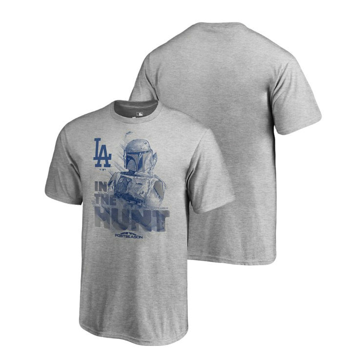 YOUTH Los Angeles Dodgers Star Wars In The Hunt Heather Gray T-Shirt YOUTH Los Angeles Dodgers Star Wars In The Hunt Heather Gray T-Shirt