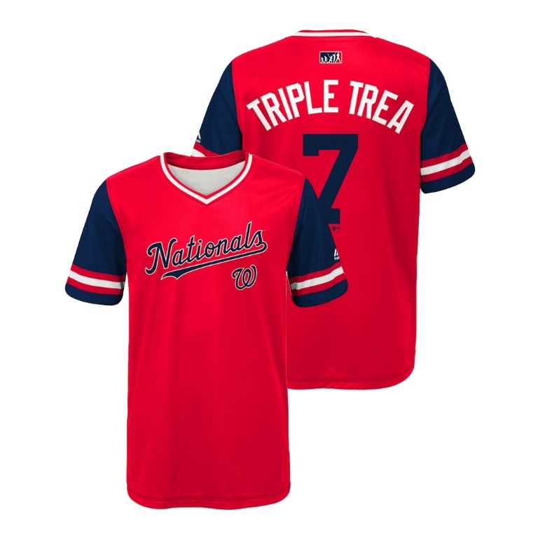 YOUTH Washington Nationals Red #7 Trea Turner Triple Trea Jersey YOUTH Washington Nationals Red #7 Trea Turner Triple Trea Jersey