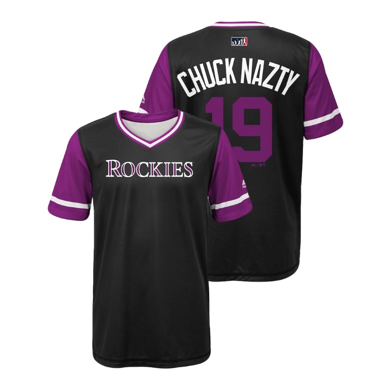 YOUTH Colorado Rockies Black #19 Charlie Blackmon Chuck Nazty Jersey