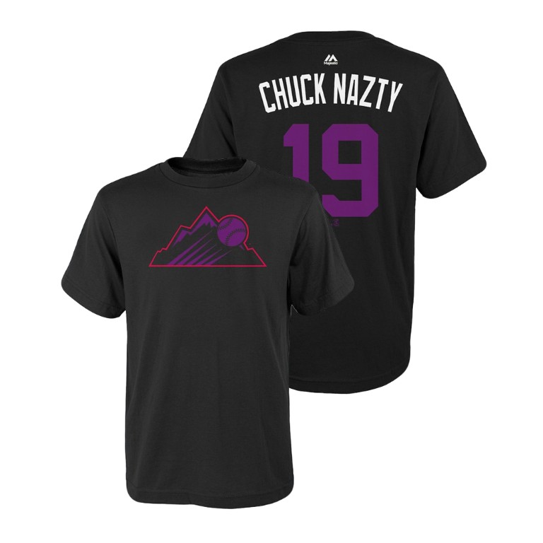 YOUTH Colorado Rockies Black #19 Charlie Blackmon Chuck Nazty T-Shirt