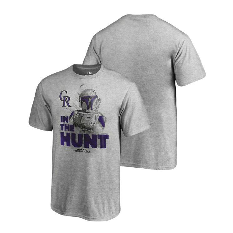 YOUTH Colorado Rockies Star Wars In The Hunt Heather Gray T-Shirt YOUTH Colorado Rockies Star Wars In The Hunt Heather Gray T-Shirt