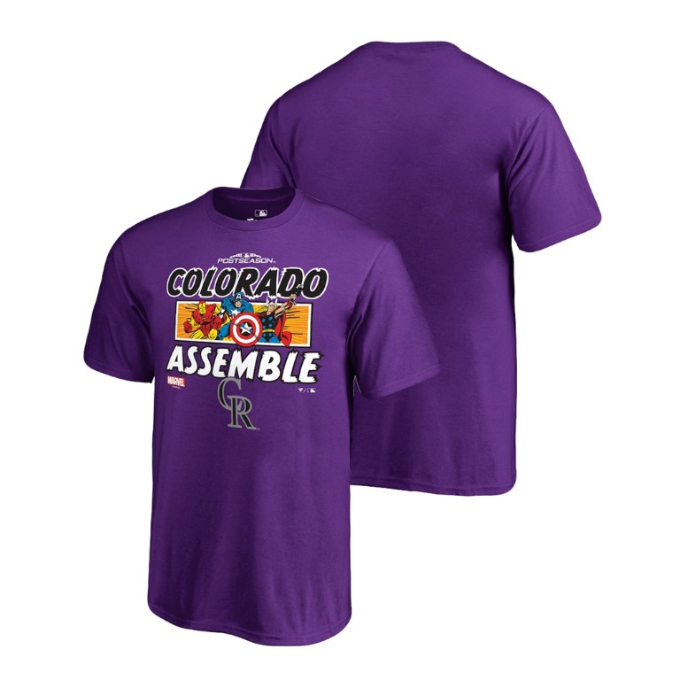 YOUTH Colorado Rockies Marvel Avengers Assemble Purple T-Shirt YOUTH Colorado Rockies Marvel Avengers Assemble Purple T-Shirt
