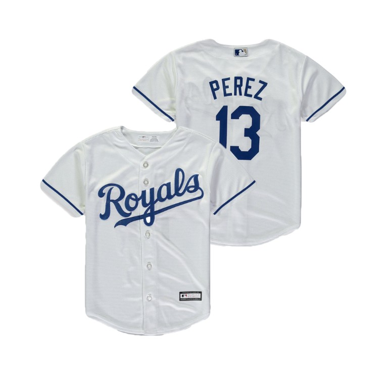 YOUTH Kansas City Royals White #13 Cool Base Salvador Perez Home Replica Jersey YOUTH Kansas City Royals White #13 Cool Base Salvador Perez Home Replica Jersey
