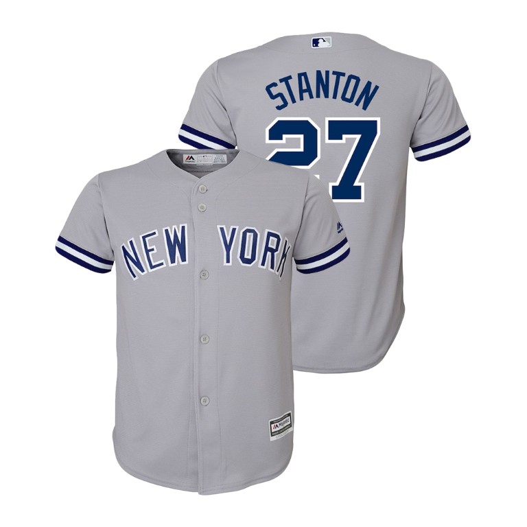 YOUTH New York Yankees Gray #27 Cool Base Giancarlo Stanton Road Jersey