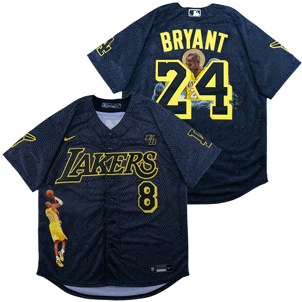 Los Angeles Dodgers #8 #24 Kobe Bryant Black With Lakers Cool Base Stitched Fashion Jersey