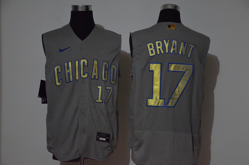 Chicago Cubs #17 Kris Bryant Gray Gold 2020 Cool and Refreshing Sleeveless Fan Stitched Flex Jersey