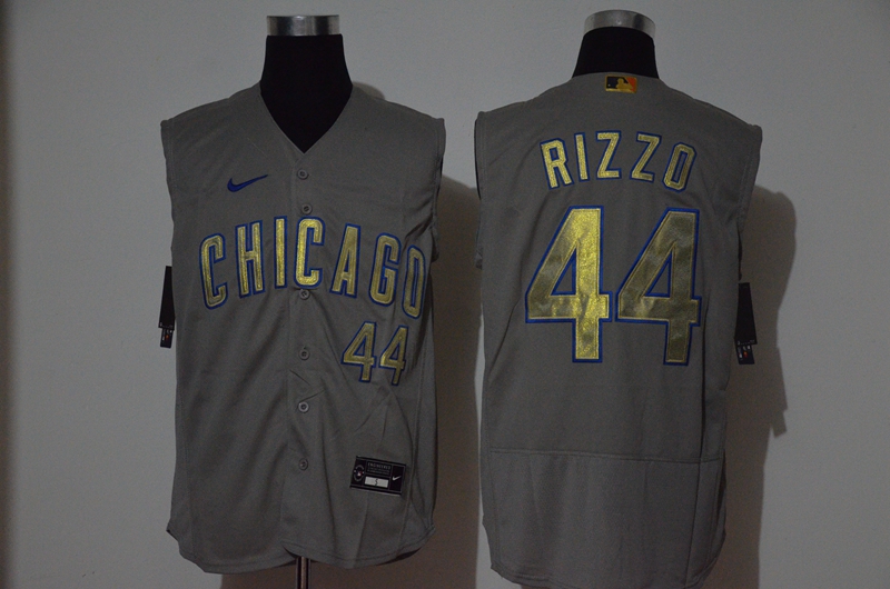 Chicago Cubs #44 Anthony Rizzo Gray Gold 2020 Cool and Refreshing Sleeveless Fan Stitched Flex Jersey