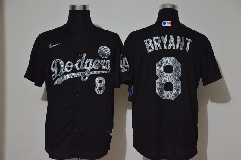 Los Angeles Dodgers #8 Kobe Bryant Black Silver Mamba Stitched Cool Base Jersey