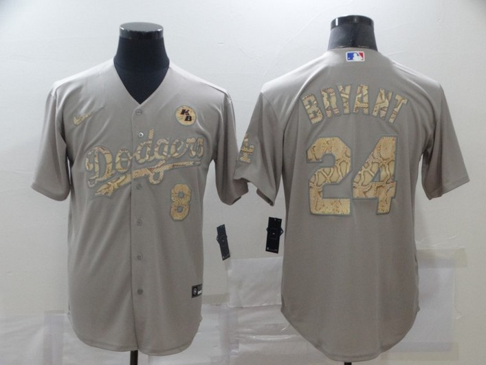 Los Angeles Dodgers #24 Kobe Bryant Gray Fashion Stitched Cool Base Jersey