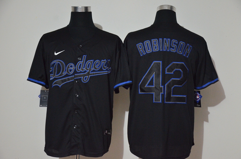 Los Angeles Dodgers #42 Jackie Robinson Lights Out Black Fashion Stitched Cool Base Jersey