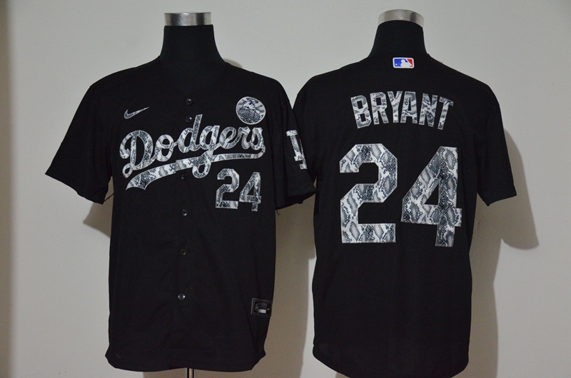 Los Angeles Dodgers #24 Kobe Bryant Black Silver Mamba Stitched Cool Base Jersey