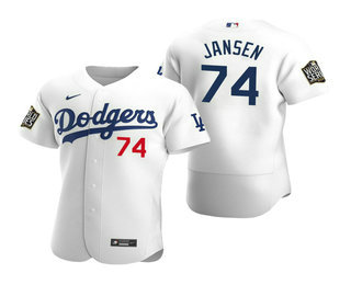 Los Angeles Dodgers #74 Kenley Jansen White 2020 World Series Authentic Flex Jersey
