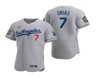 Los Angeles Dodgers #7 Julio Urias Gray 2020 World Series Authentic Road Flex Jersey