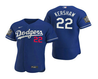 Los Angeles Dodgers #22 Clayton Kershaw Royal 2020 World Series Authentic Flex Jersey