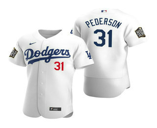 Los Angeles Dodgers #31 Joc Pederson White 2020 World Series Authentic Flex Jersey