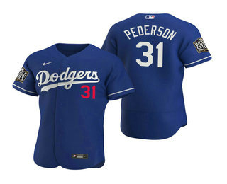 Los Angeles Dodgers #31 Joc Pederson Royal 2020 World Series Authentic Flex Jersey