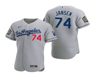 Los Angeles Dodgers #74 Kenley Jansen Gray 2020 World Series Authentic Road Flex Jersey