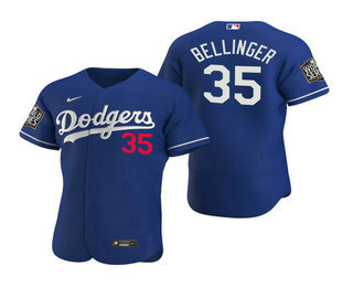 Los Angeles Dodgers #35 Cody Bellinger Royal 2020 World Series Authentic Flex Jersey
