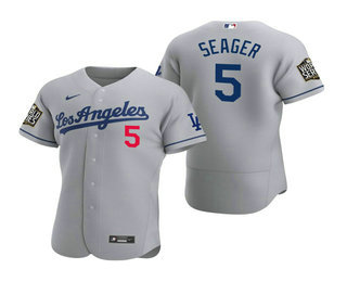 Los Angeles Dodgers #5 Corey Seager Gray 2020 World Series Authentic Road Flex Jersey