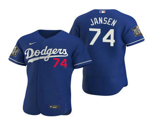Los Angeles Dodgers #74 Kenley Jansen Royal 2020 World Series Authentic Flex Jersey