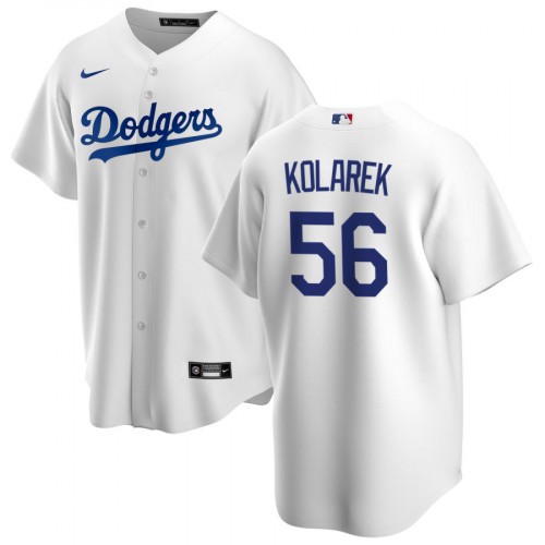 Los Angeles Dodgers #56 Adam Kolarek White Home Jersey Los Angeles Dodgers #56 Adam Kolarek White Home Jersey