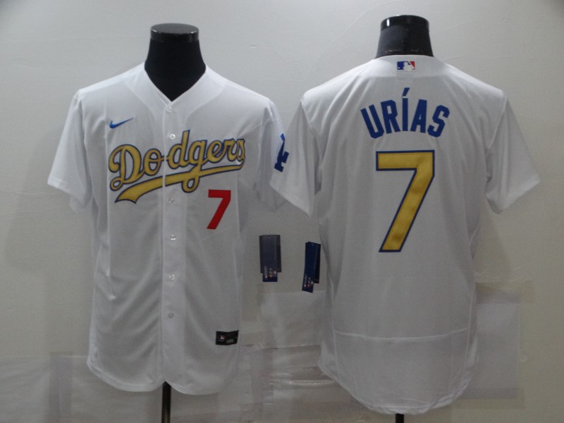 Los Angeles Dodgers #7 Julio Urias 2020 White Gold Sttiched Jersey
