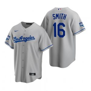 Los Angeles Dodgers #16 Will Smith Gray 2020 World Series Champions Road Replica Jersey Los Angeles Dodgers #16 Will Smith Gray 2020 World Series Champions Road Replica Jersey