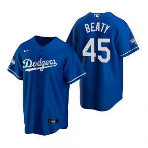 Los Angeles Dodgers #45 Matt Beaty Royal 2020 World Series Champions Replica Jersey