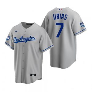 Los Angeles Dodgers #7 Julio Urias Gray 2020 World Series Champions Road Replica Jersey