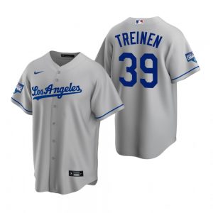 Los Angeles Dodgers #39 Blake Treinen Gray 2020 World Series Champions Road Replica Jersey