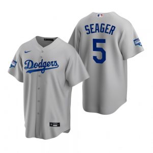 Los Angeles Dodgers #5 Corey Seager Gray 2020 World Series Champions Replica Jersey