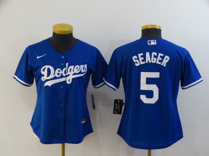 Women's Los Angeles Dodgers #5 Corey Seager Blue Stitched Cool Base Jersey