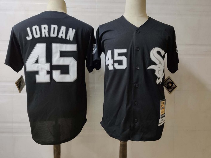 Chicago White Sox #45 Michael Jordan Black Mitchell & Ness Throwback Jersey Chicago White Sox #45 Michael Jordan Black Mitchell & Ness Throwback Jersey