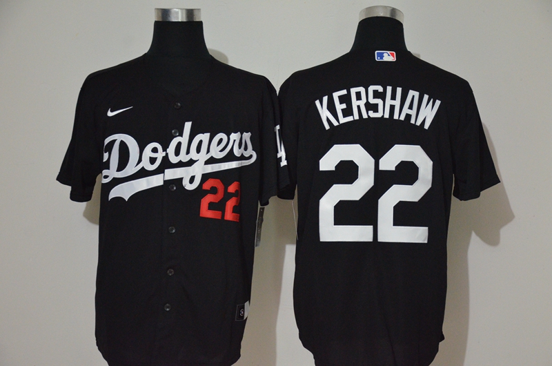Los Angeles Dodgers #22 Clayton Kershaw Black Stitched Cool Base Jersey