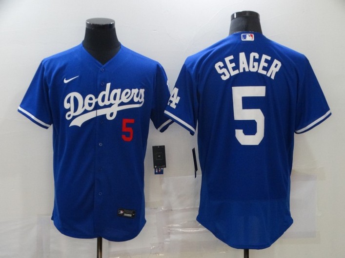 Los Angeles Dodgers #5 Corey Seager Blue Stitched Flex Base Jersey