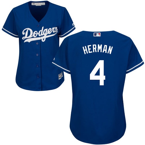 Women's Los Angeles Dodgers #4 Babe Herman Authentic Royal Blue Alternate Cool Base Baseball Jersey Women's Los Angeles Dodgers #4 Babe Herman Authentic Royal Blue Alternate Cool Base Baseball Jersey