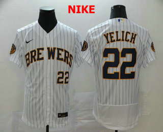 Milwaukee Brewers #22 Christian Yelich White Stitched Flex Base Jersey