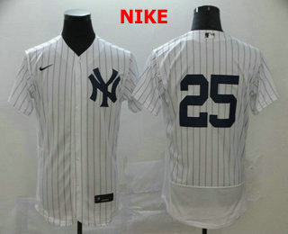 New York Yankees #25 Gleyber Torres White Home No Name Stitched Flex Base Jersey New York Yankees #25 Gleyber Torres White Home No Name Stitched Flex Base Jersey