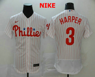 Philadelphia Phillies #3 Bryce Harper White Home Stitched Flex Base Jersey