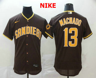 San Diego Padres #13 Manny Machado Brown Stitched Flex Base Jersey