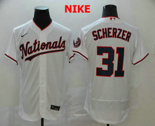 Washington Nationals #31 Max Scherzer White Stitched Flex Base Jersey