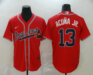 Atlanta Braves #13 Ronald Acuna Jr. Red Stitched Cool Base Jersey