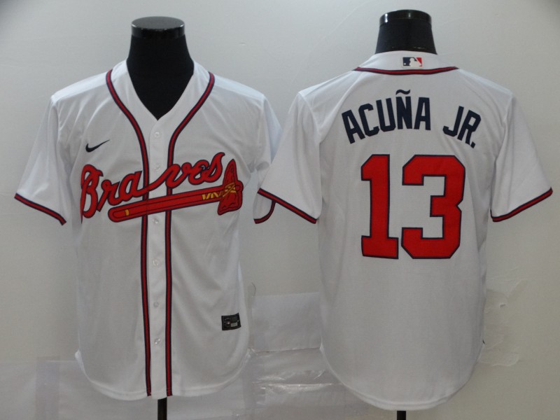 Atlanta Braves #13 Ronald Acuna Jr. White Stitched Cool Base Jersey
