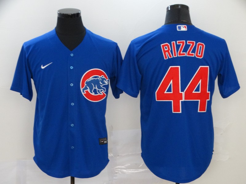 Chicago Cubs #44 Anthony Rizzo Blue Stitched Cool Base Jersey