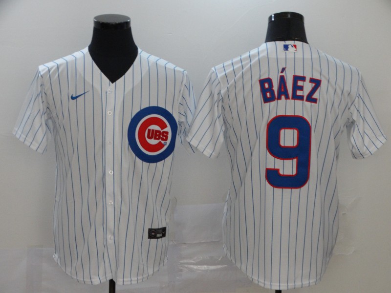 Chicago Cubs #9 Javier Baez White Stitched Cool Base Jersey