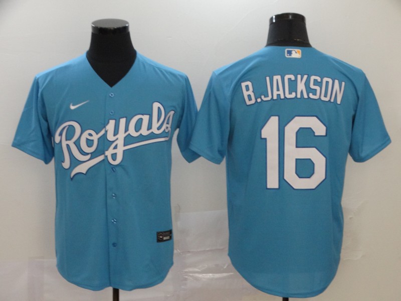 Kansas City Royals #16 Bo Jackson Light Blue Stitched Cool Base Jersey