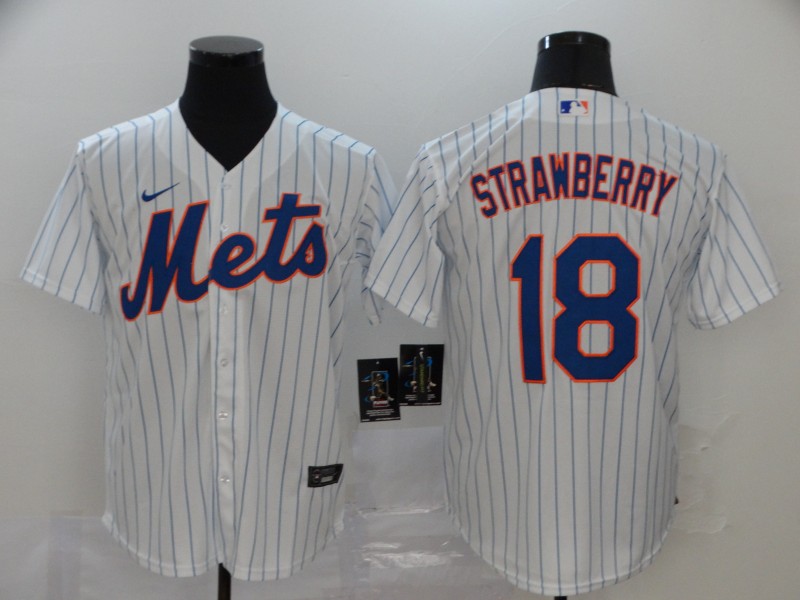 New York Mets #18 Darryl Strawberry White Stitched Cool Base Jersey