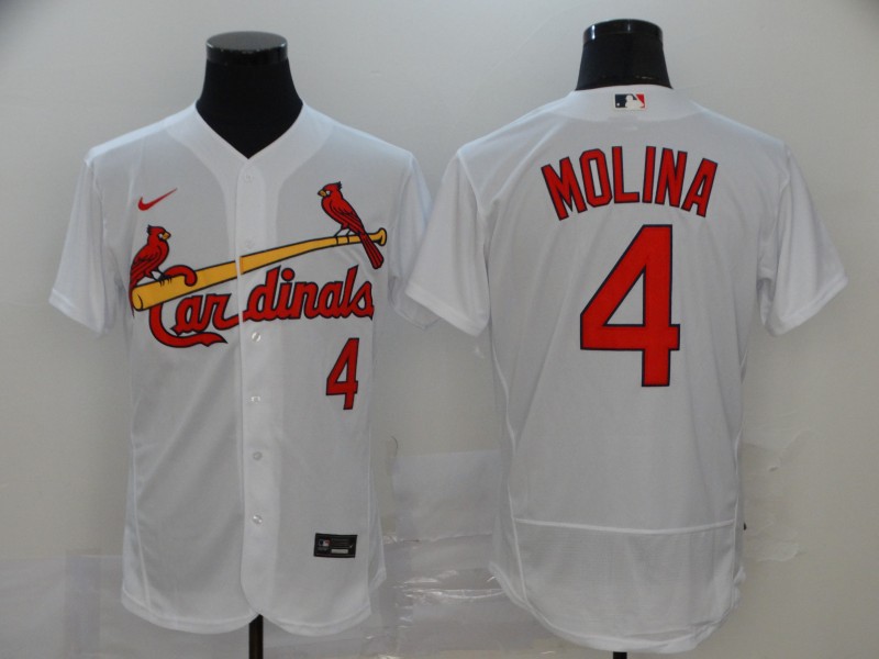 St. Louis Cardinals #4 Yadier Molina White Stitched Flex Base Jersey St. Louis Cardinals #4 Yadier Molina White Stitched Flex Base Jersey