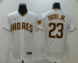 San Diego Padres #23 Fernando Tatis Jr. White Pinstripe Stitched Flex Base Jersey