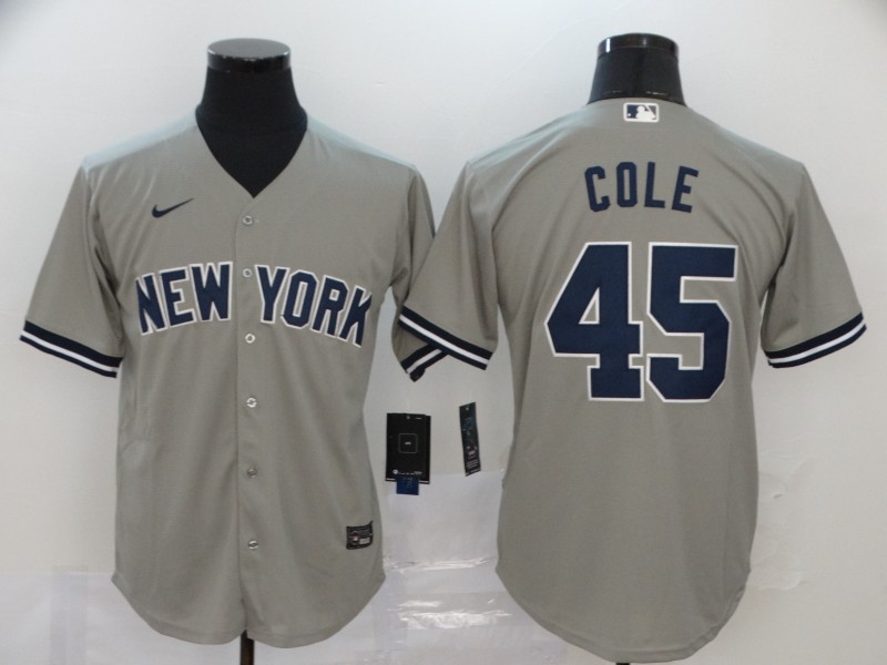 New York Yankees #45 Gerrit Cole Gray Stitched Cool Base Jersey
